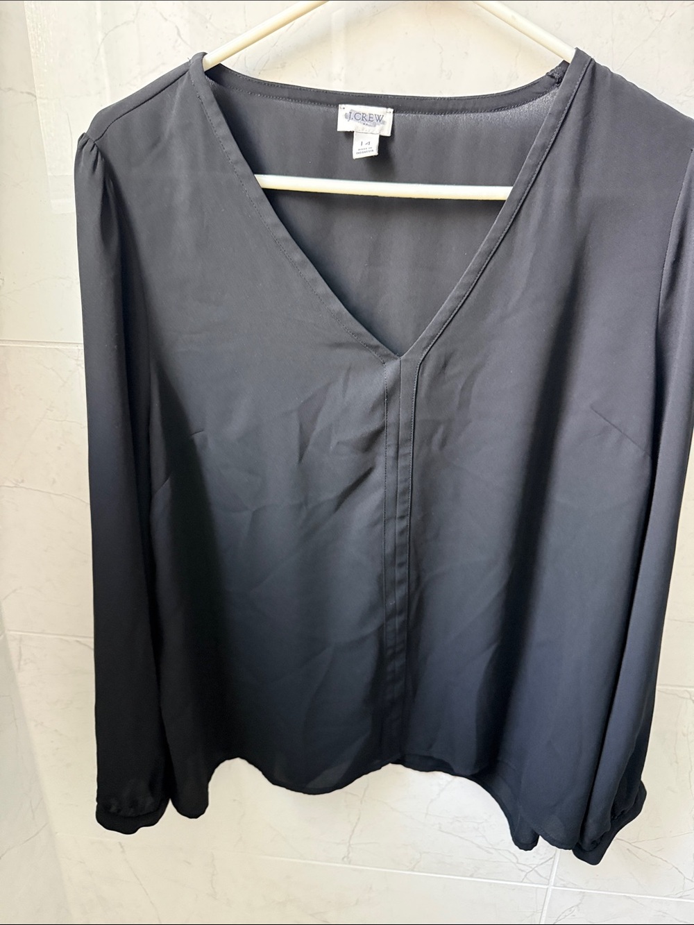 J. Crew Charcoal V-Neck Long Sleeve Blouse